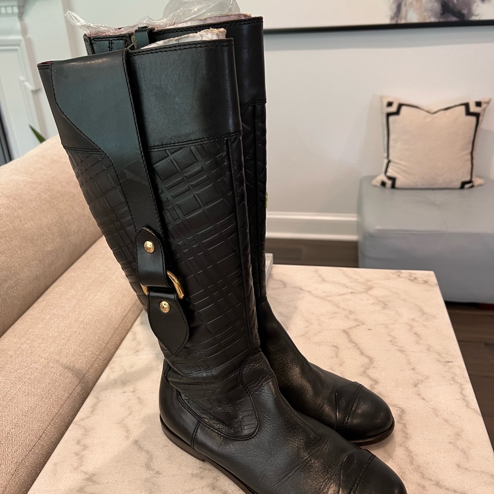 BURBERRY NOVA CHECK Equestrian Signature Riding Boots Size 39.5 - Picture 6 of 16